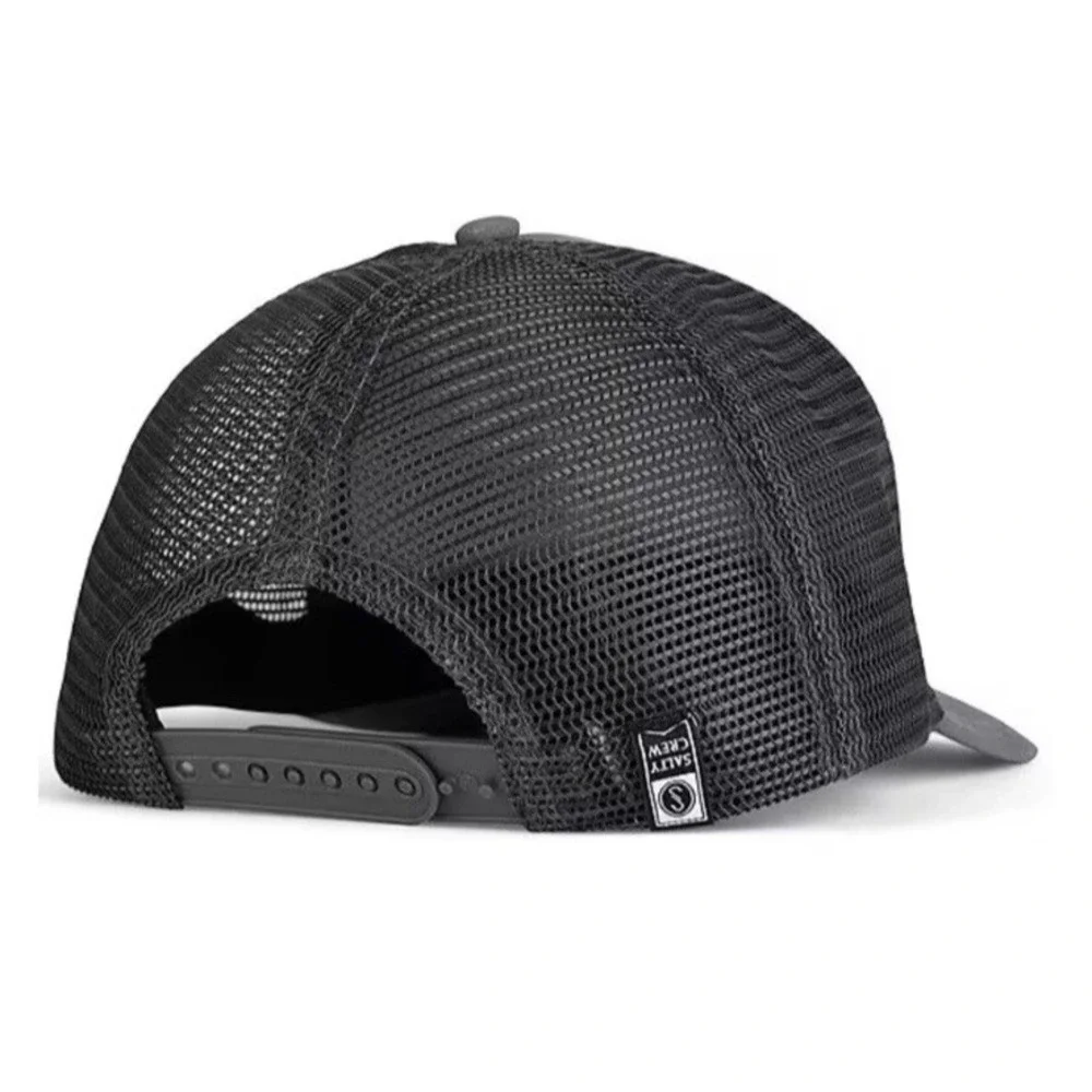 Salty Crew Men SnapBack Faded Trucker Retro Hat Meshback Charcoal Adjustible NEW